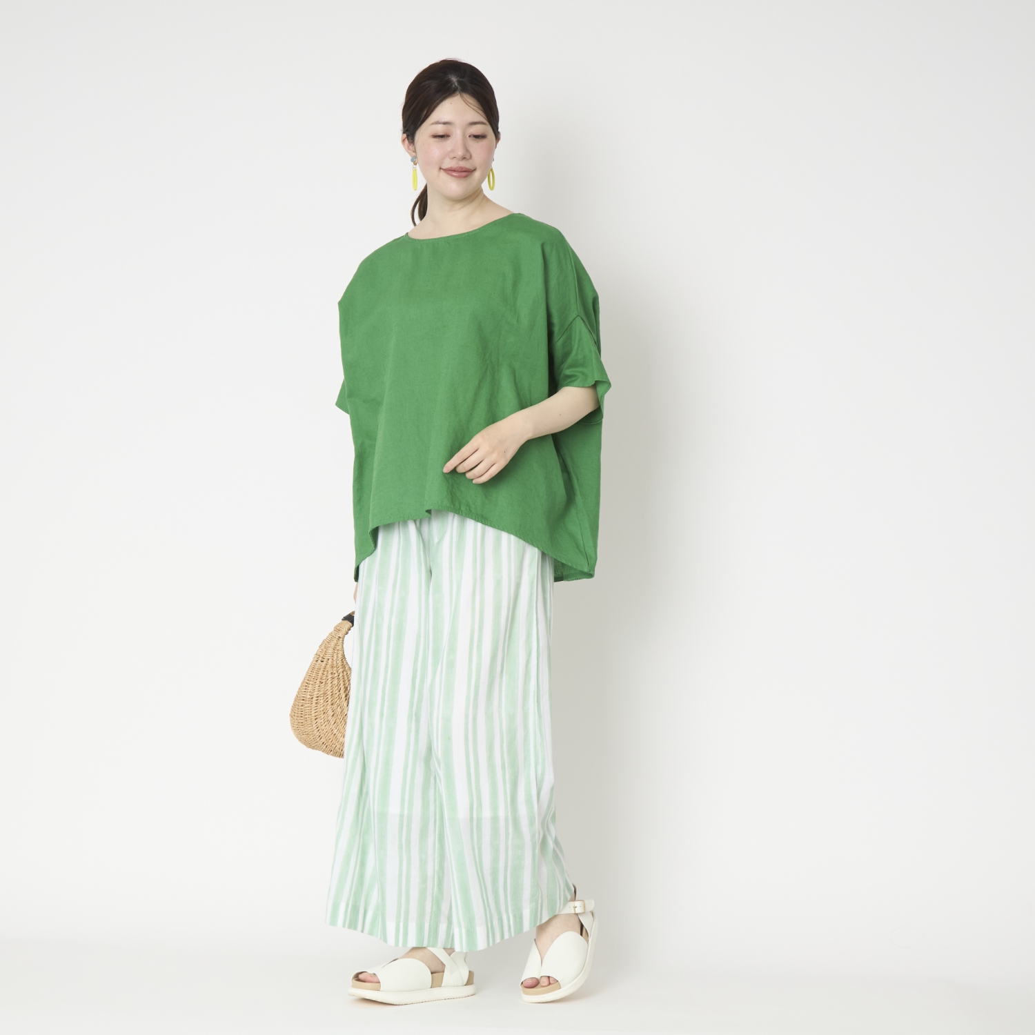 Kilka×kapuwa/風が通るカディーコットンパンツ STRIPE